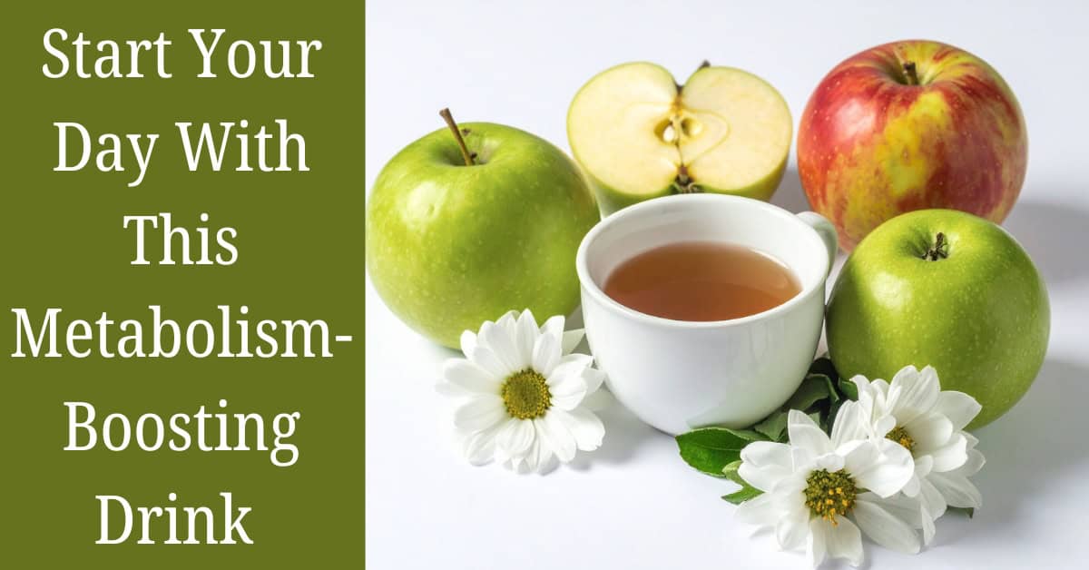 Apple and tea metabolism-boosting drink for weight loss, wellness, and health benefits.